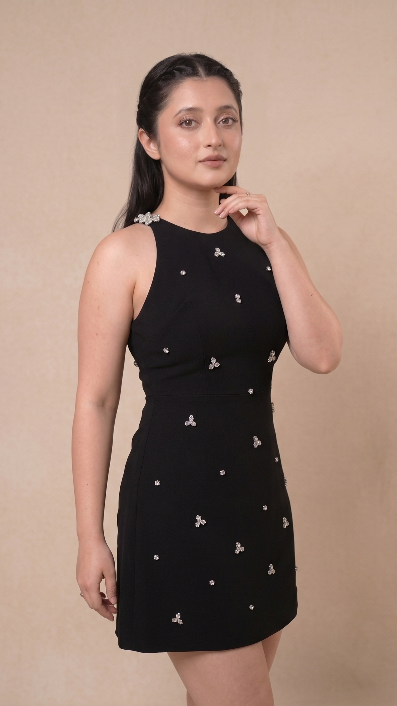 Starlight Embellished Mini Dress - Black