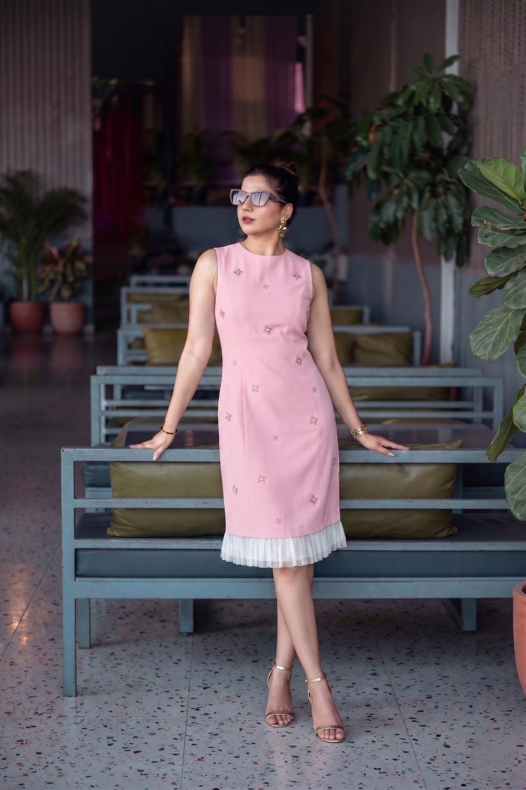 Sparkle Shift Dress - Blush Pink