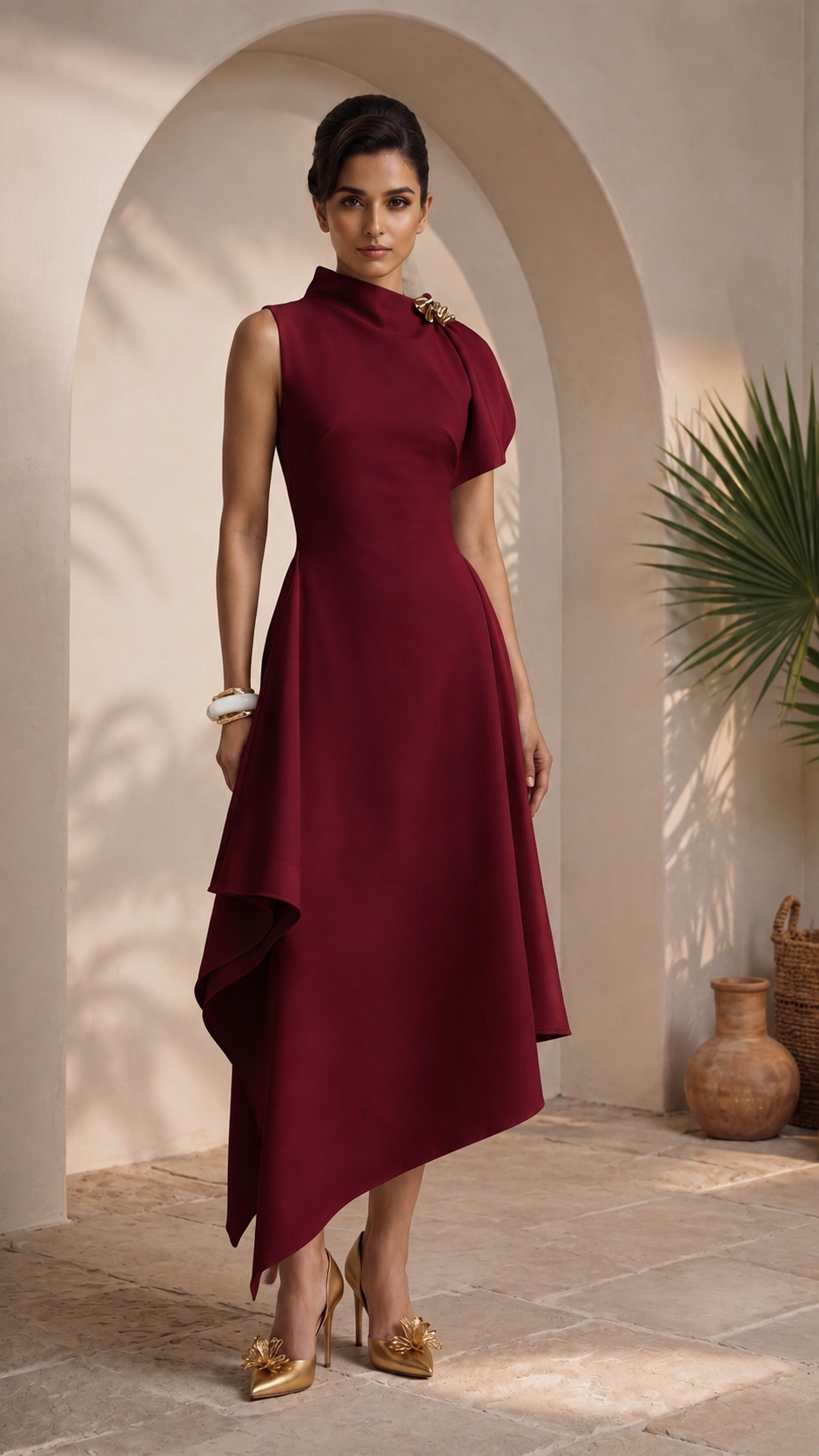 Wine Muse Asymmetric Dress