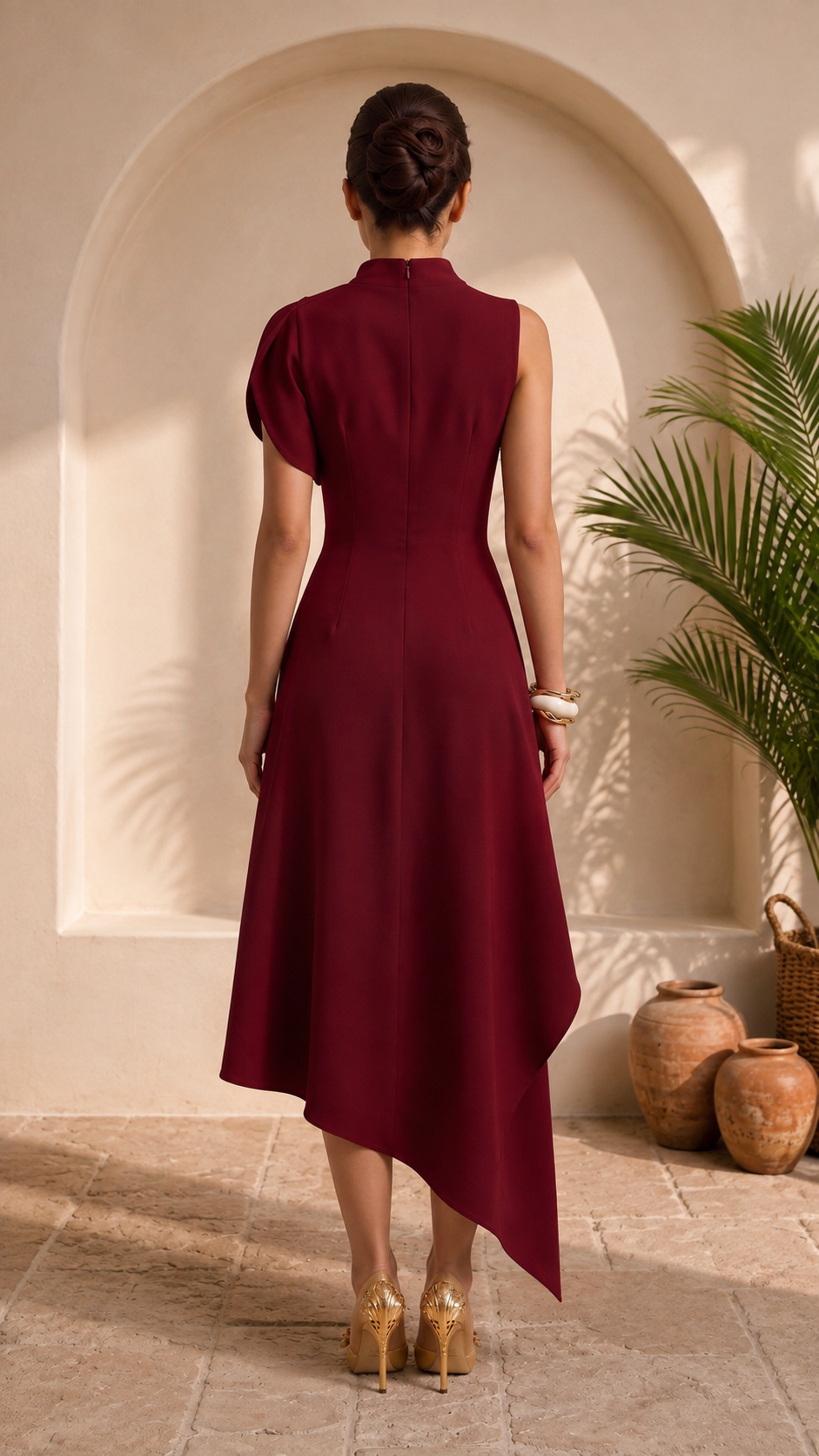 Wine Muse Asymmetric Dress