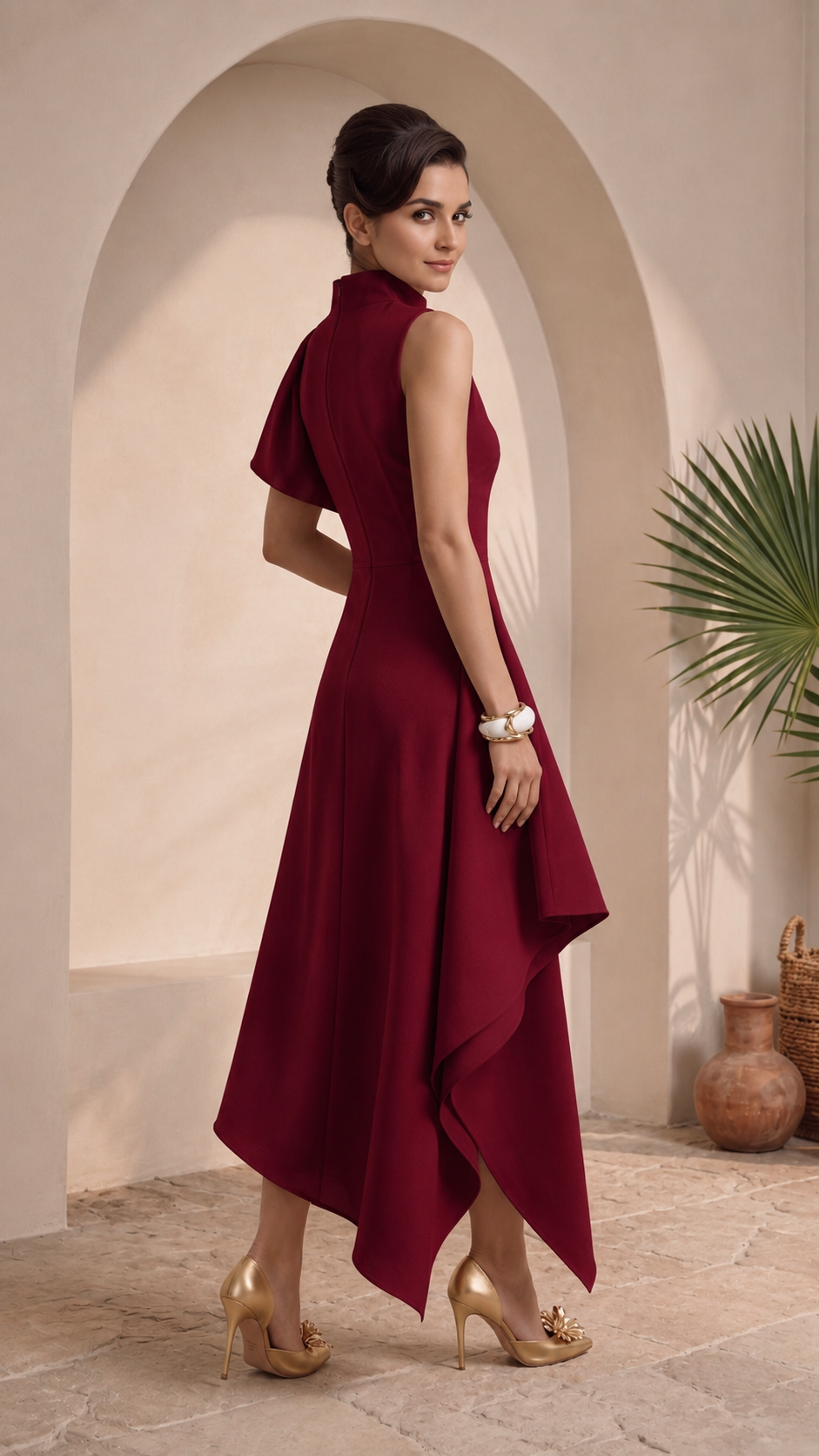 Wine Muse Asymmetric Dress