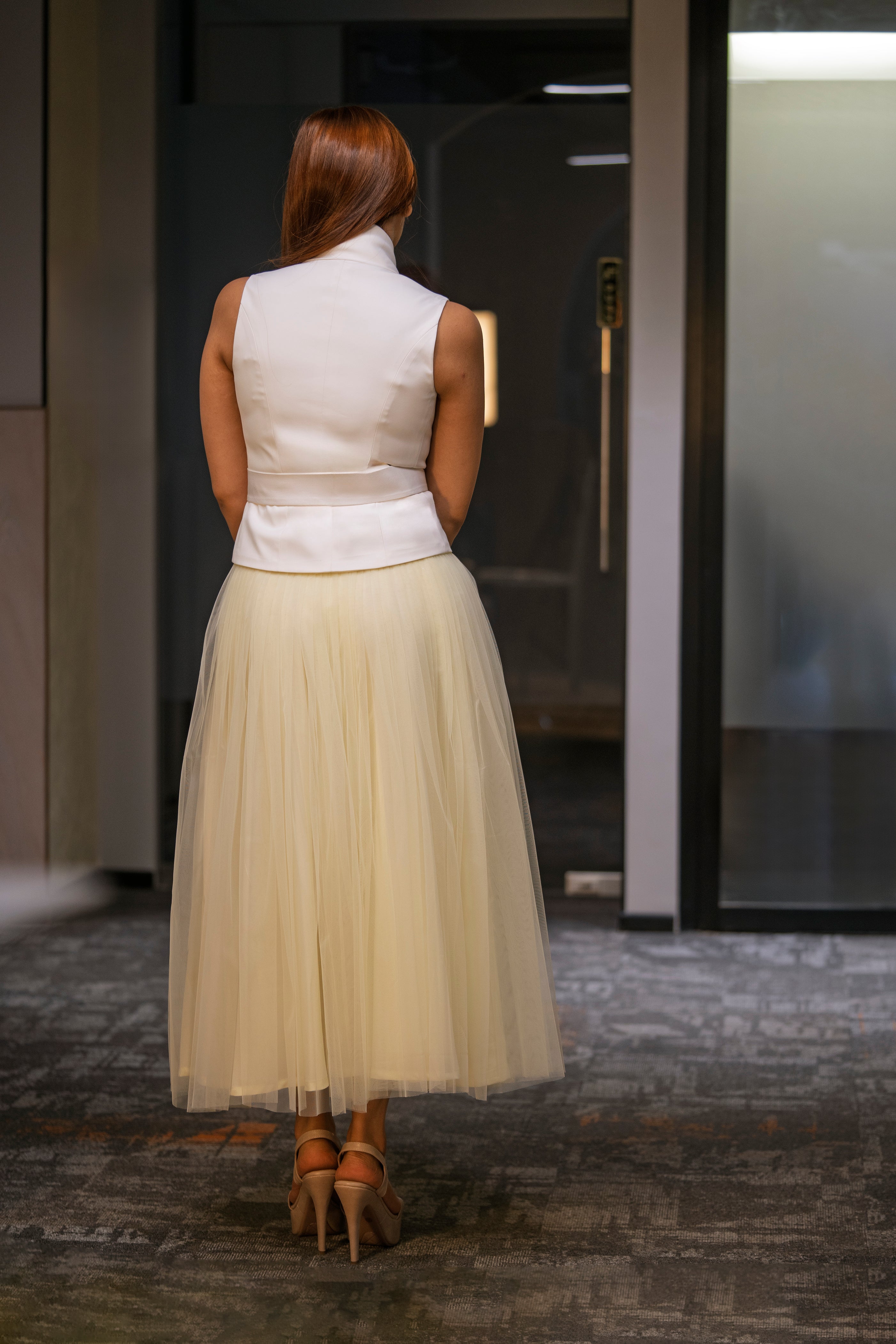 Butter Yellow Skirt & Ivory Waist Coat – Timeless Glow