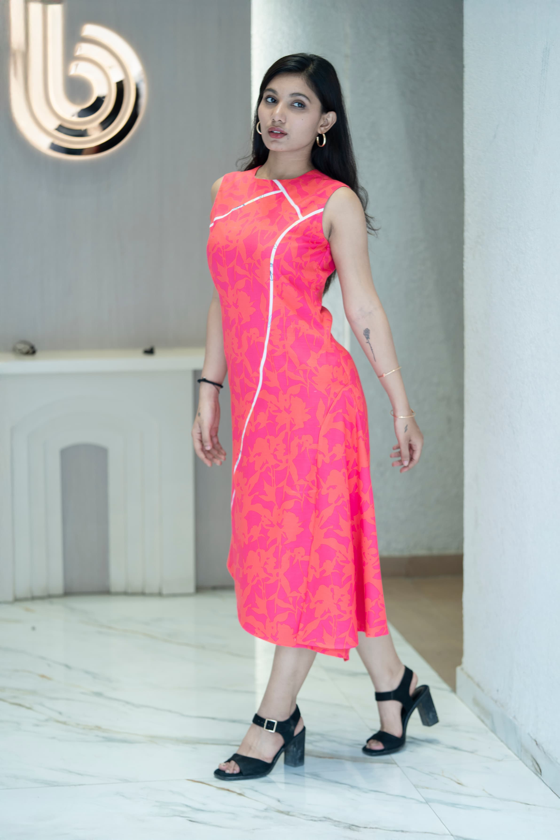 Pink twill dress