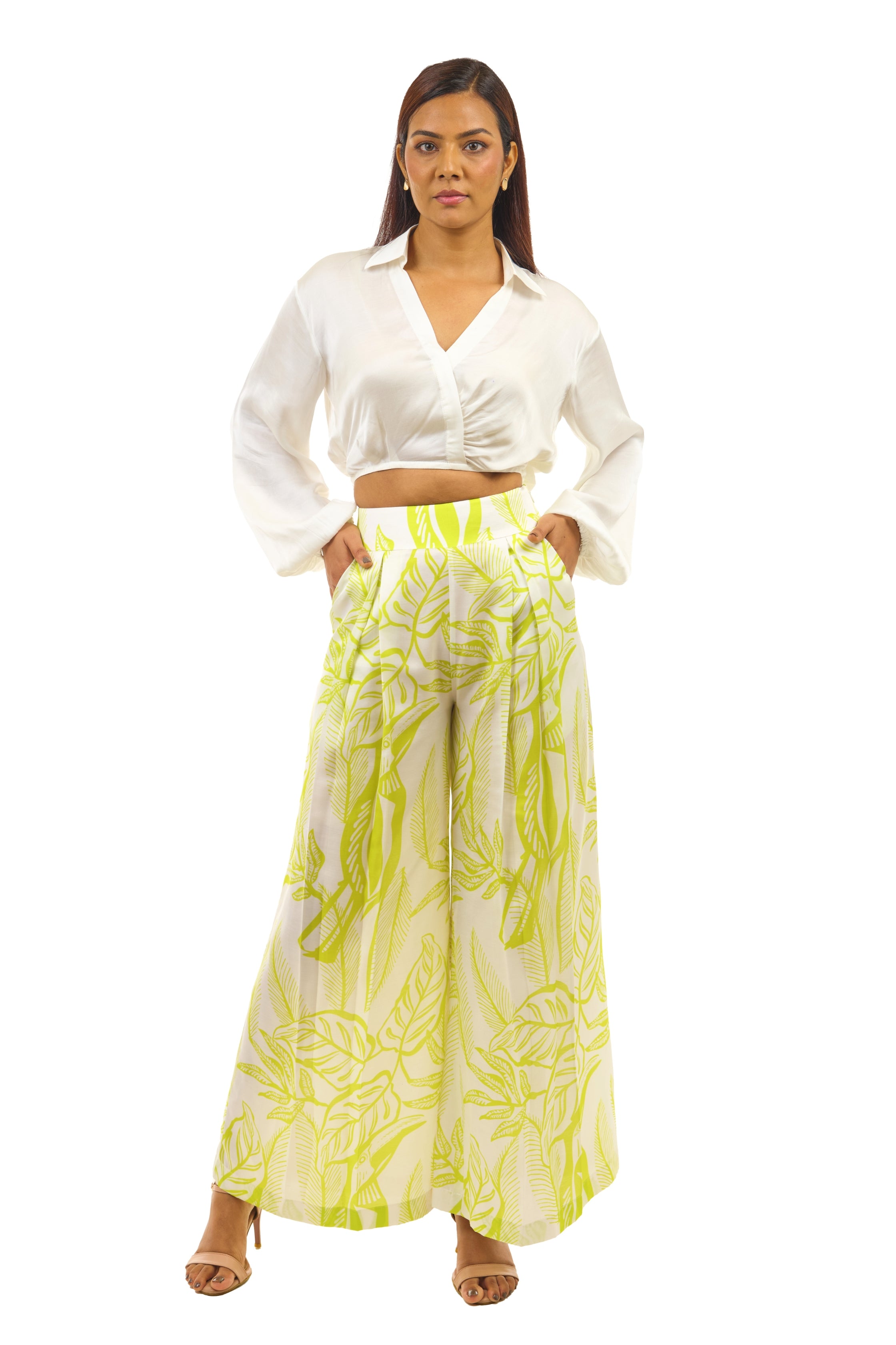 White and Lime Green co-ord set