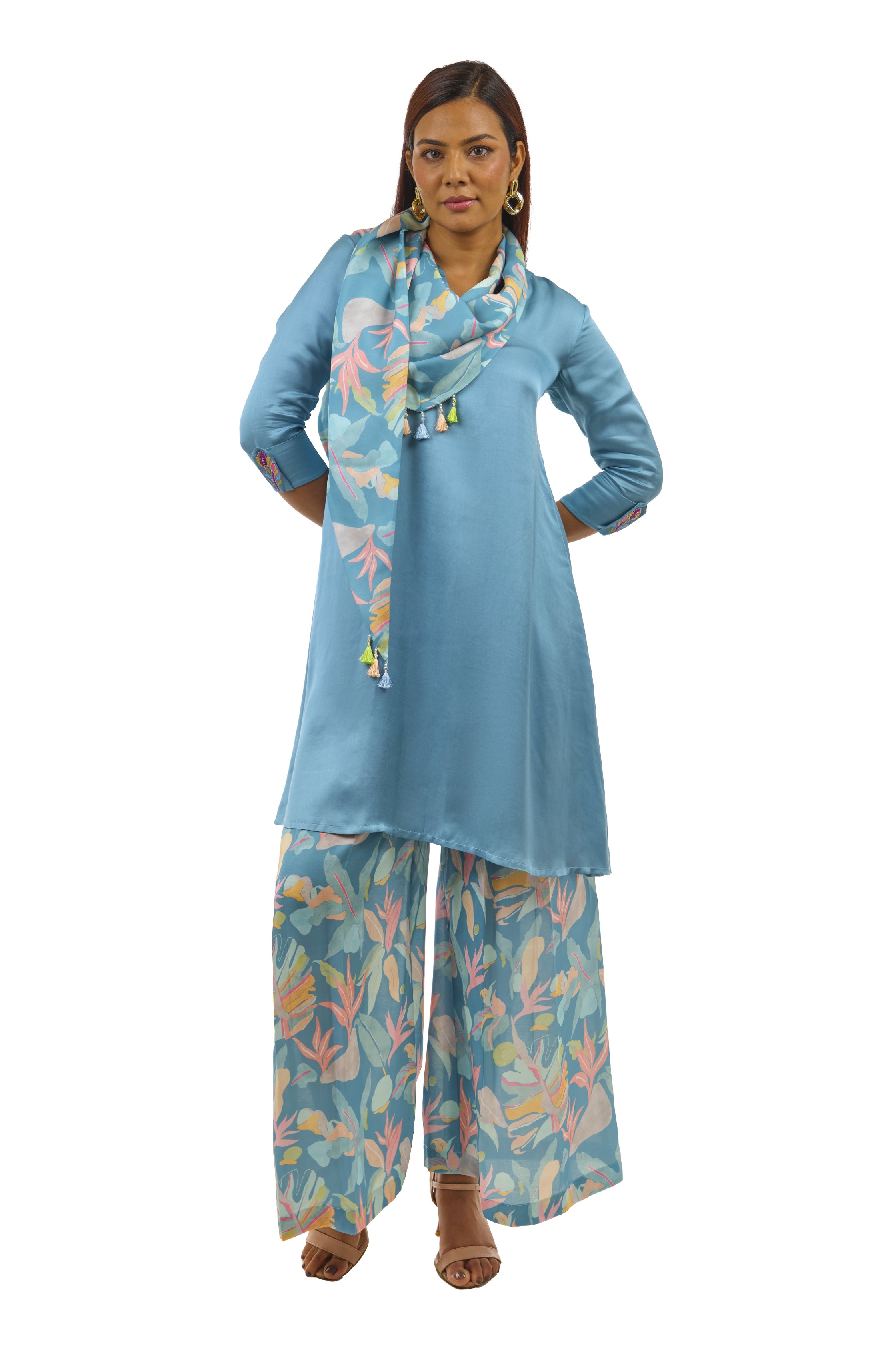 blue kurta set for women
