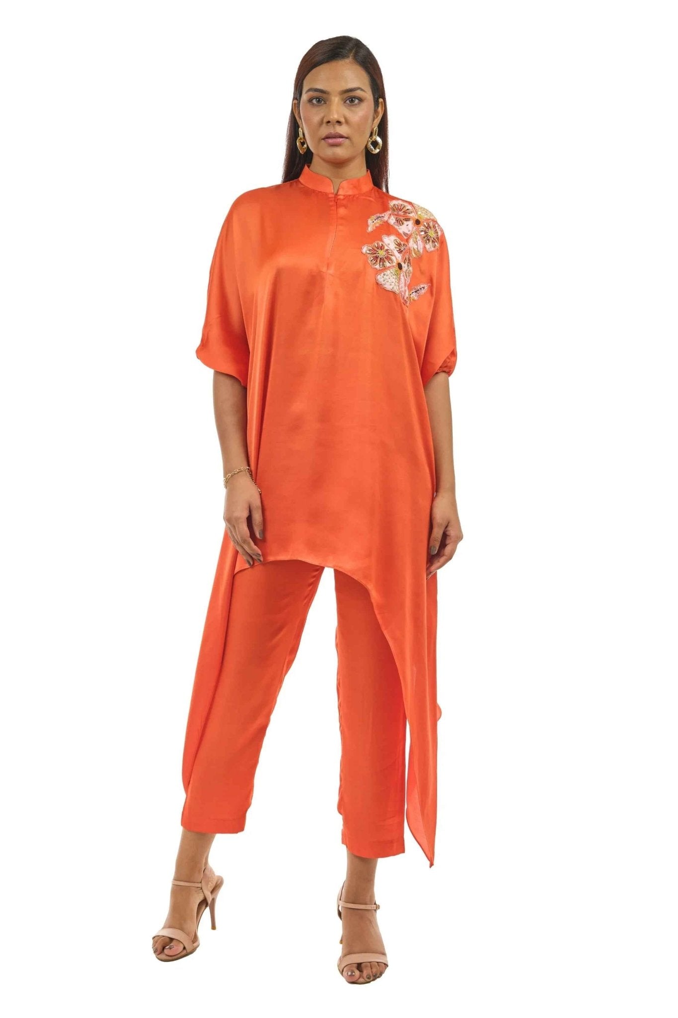Coral Embroidered Kurta Set for Women