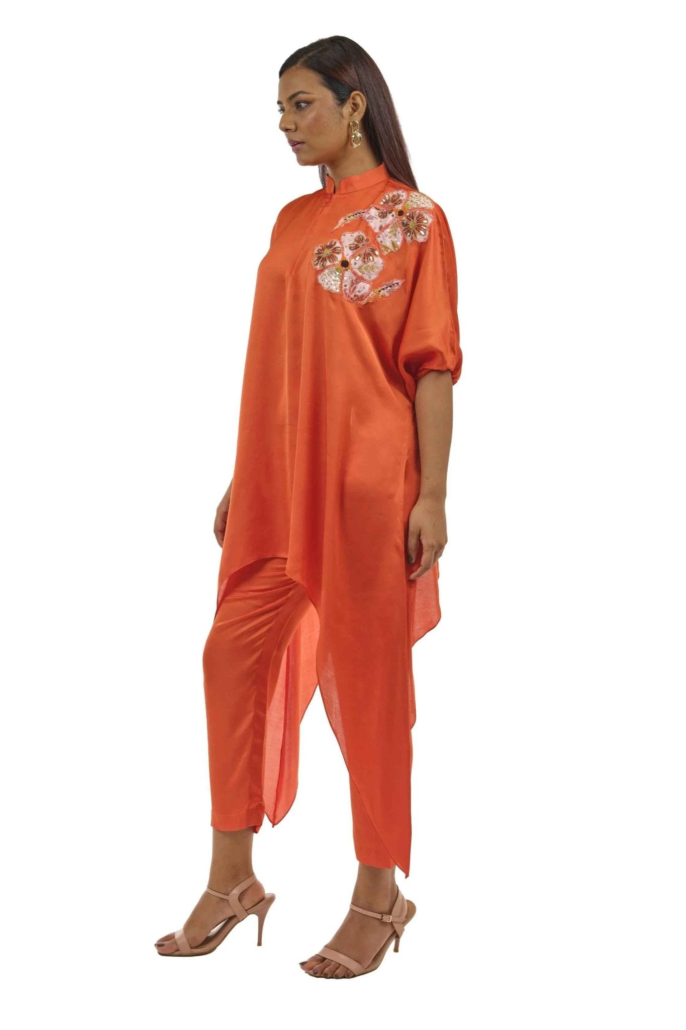 Coral Embroidered Kurta Set for Women