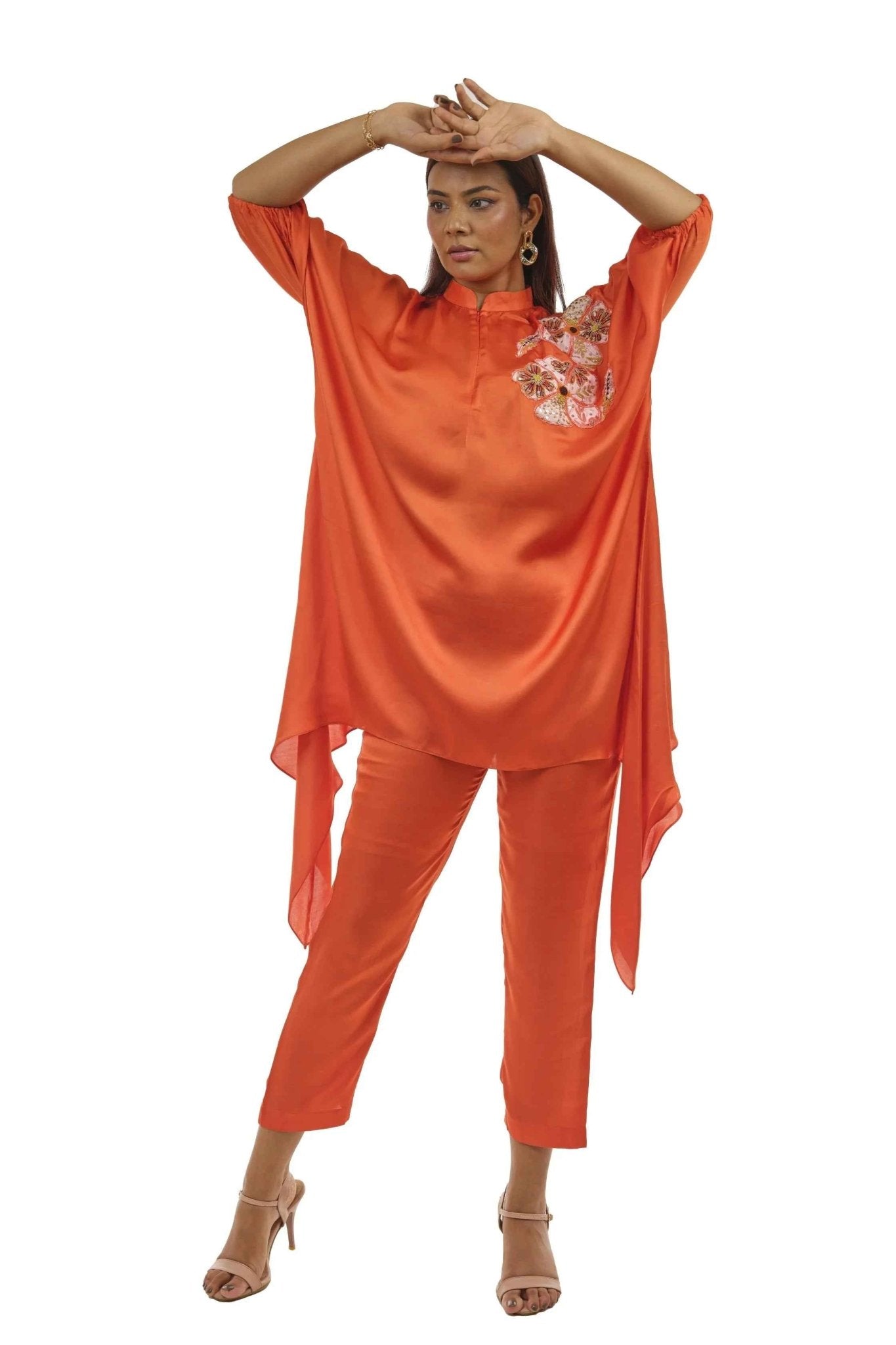 Coral Embroidered Kurta Set for Women