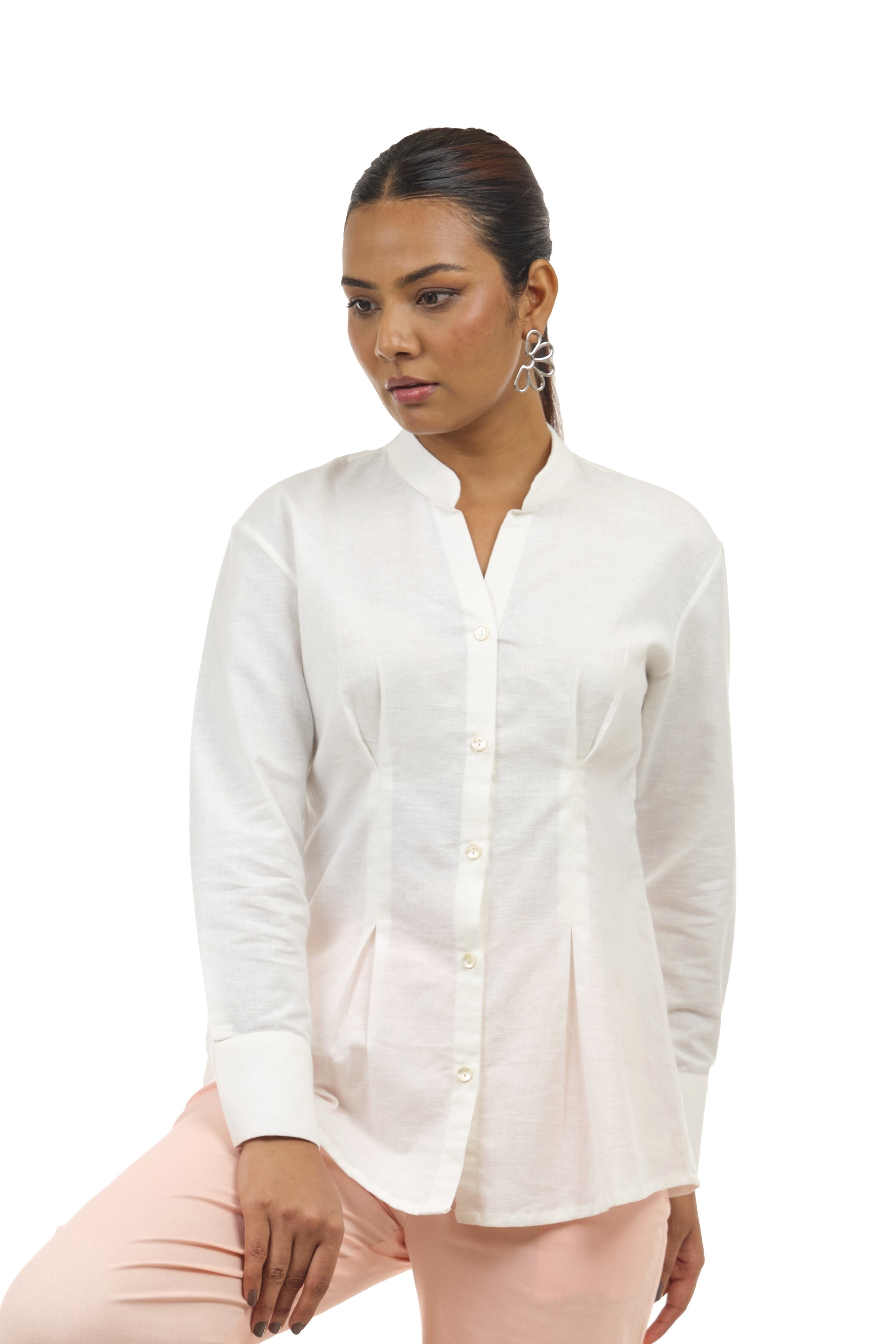 full sleeve white linen shirt women