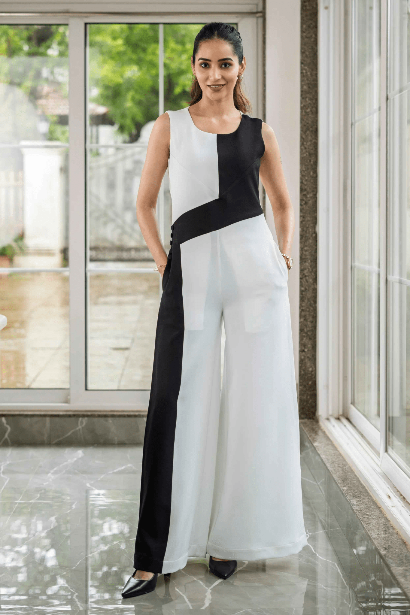 Ivory & Black Jumpsuit — Grace in Contrast