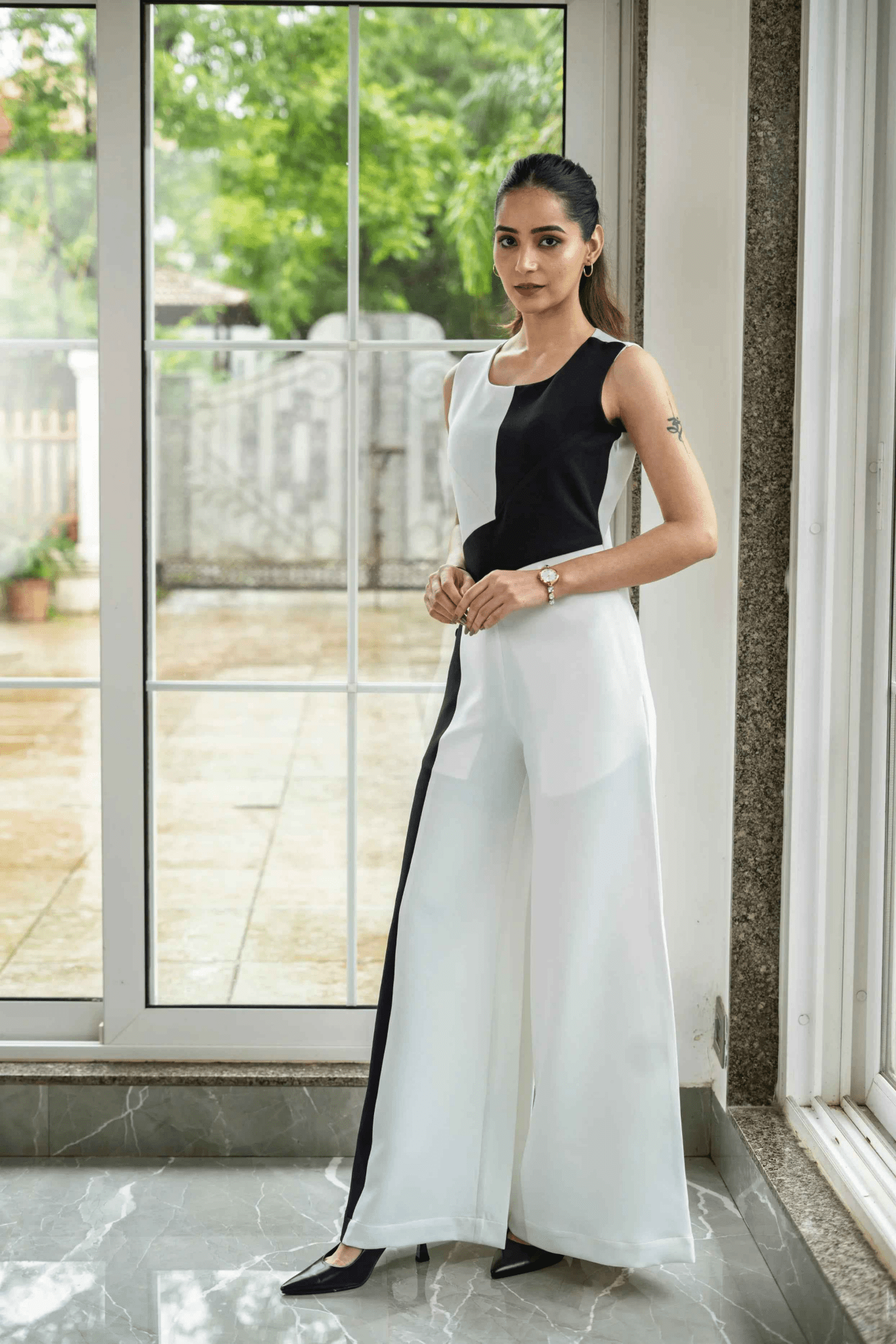 Ivory & Black Jumpsuit — Grace in Contrast