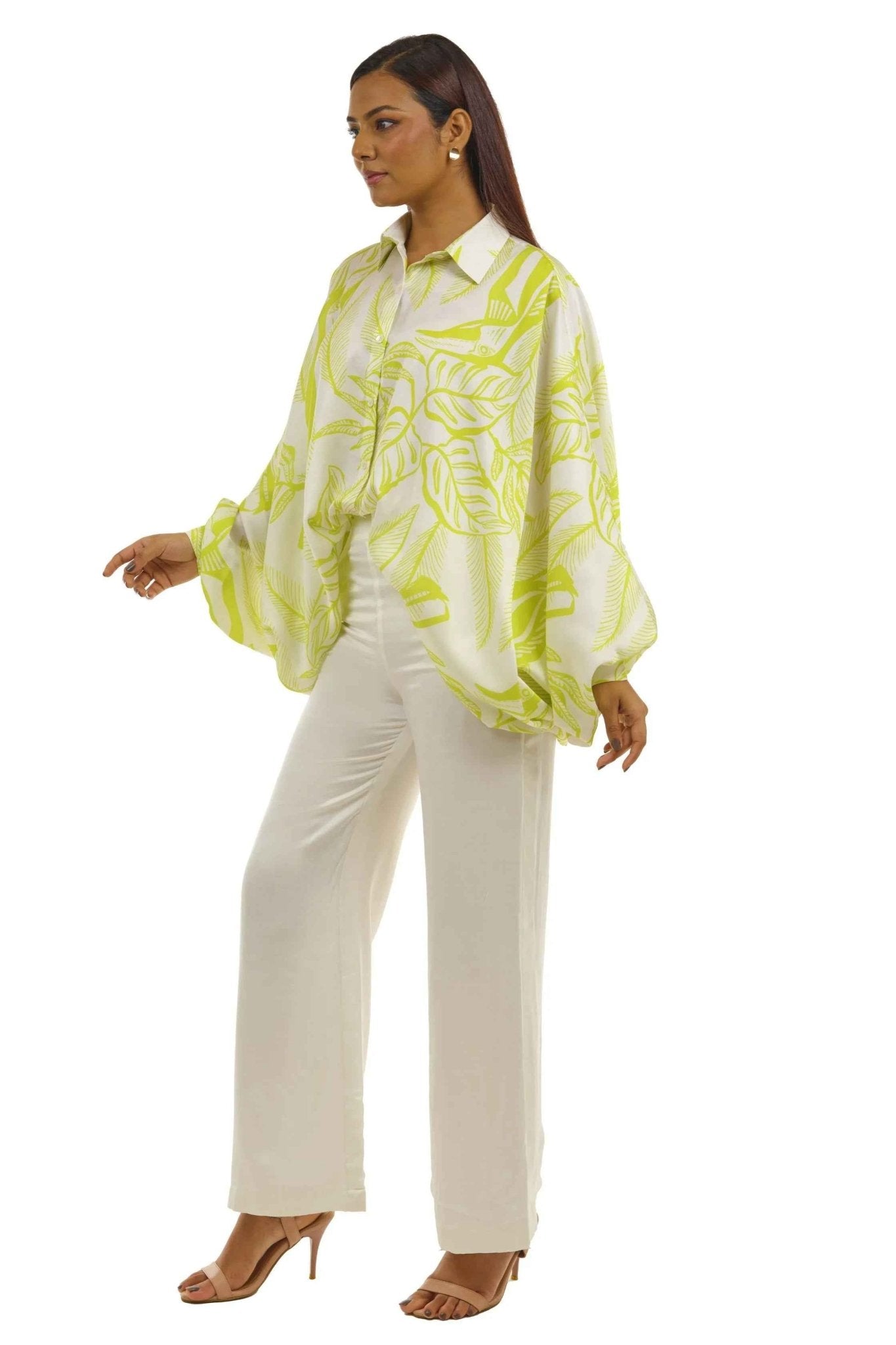 Lime Green Eagle Shirt and White Pants