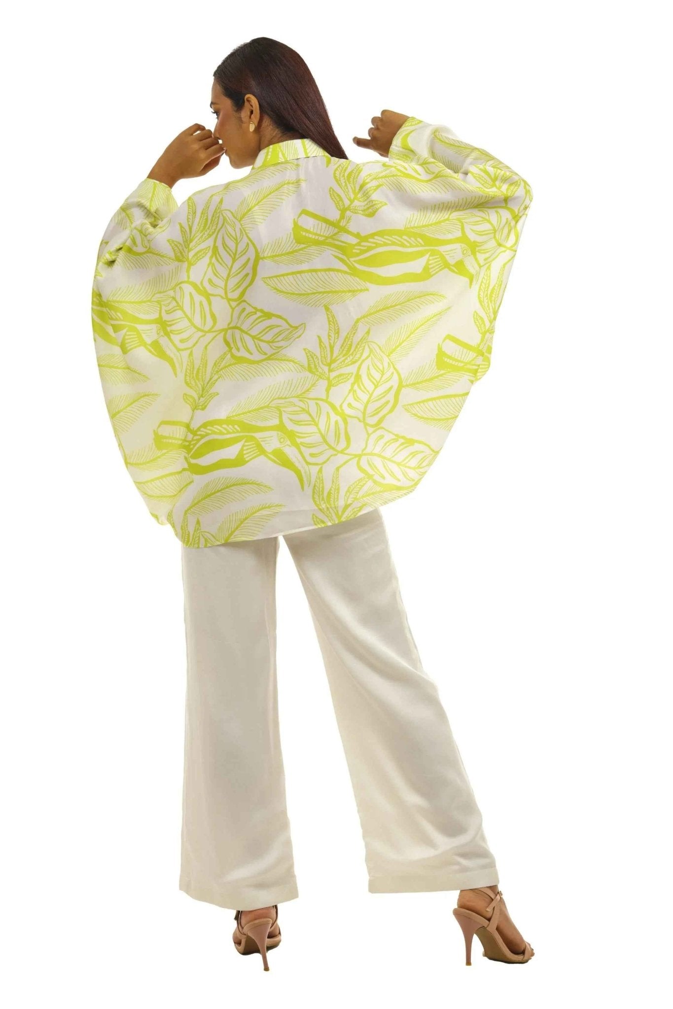 Lime Green Eagle Shirt and White Pants