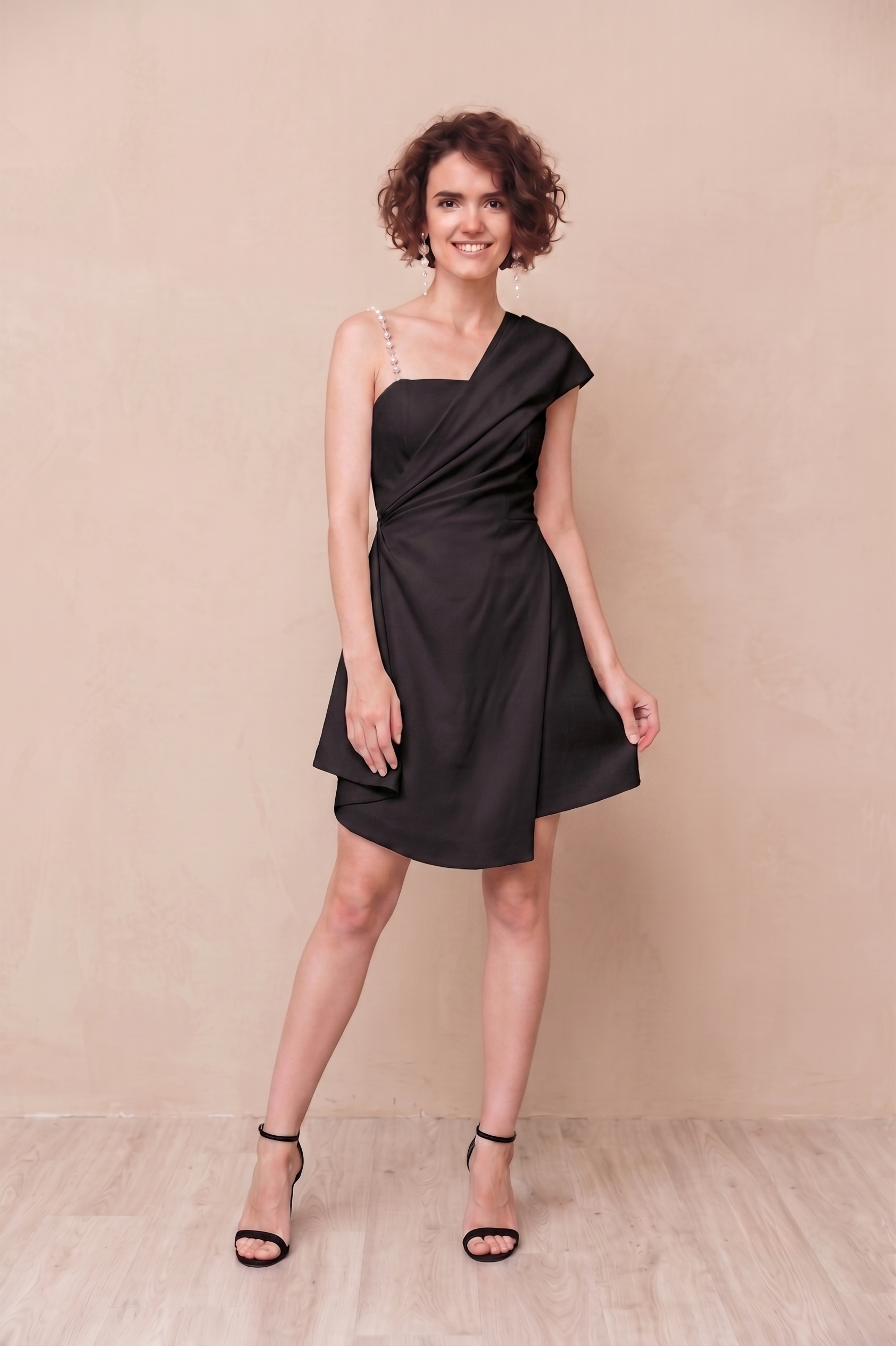 Celeste Draped Mini Dress - Black