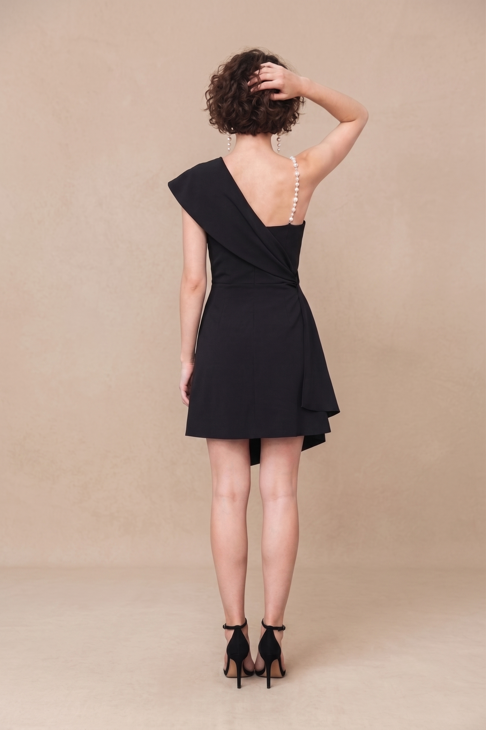 Celeste Draped Mini Dress - Black