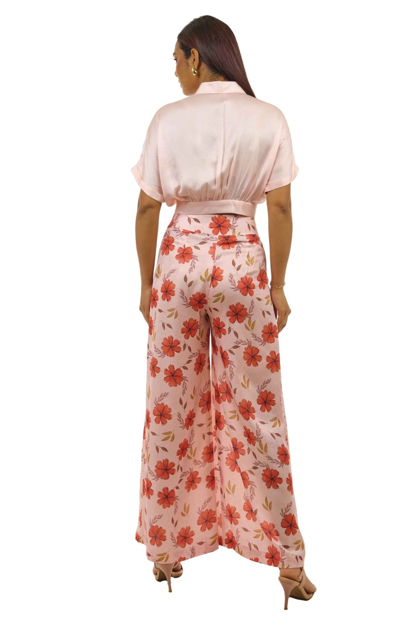 Peach Co - ord Set with Palazzo & Crop Top – Summer Trend