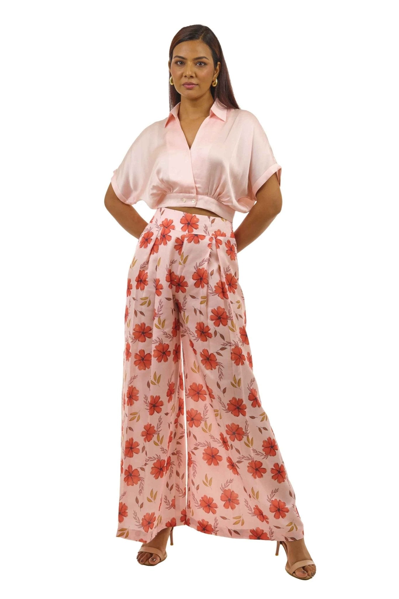 Peach Co - ord Set with Palazzo & Crop Top – Summer Trend