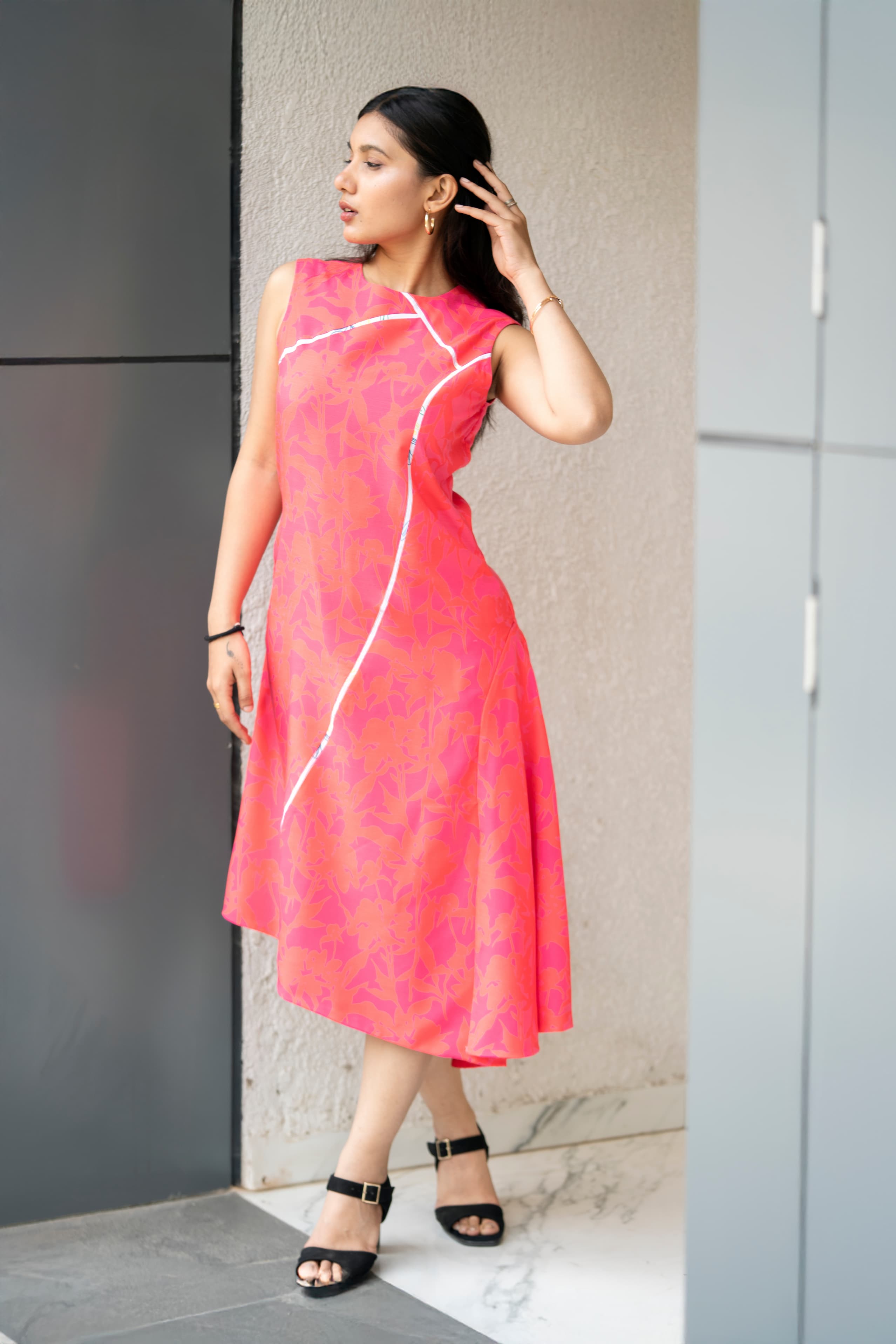 pink cotton twill dress