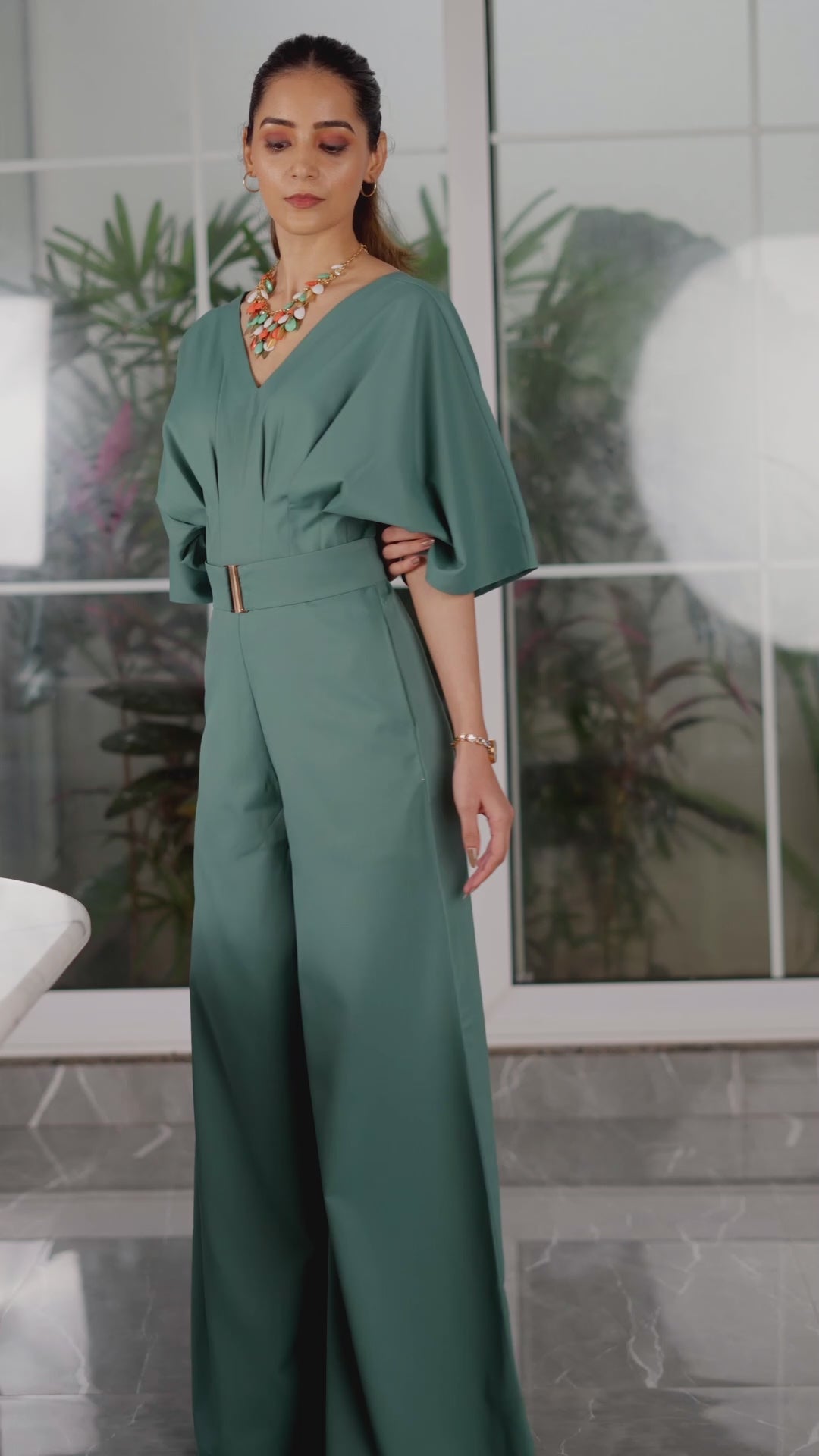 slim fit dress slacks Sea-Green Jumpsuit – Serenity in Style 4XL