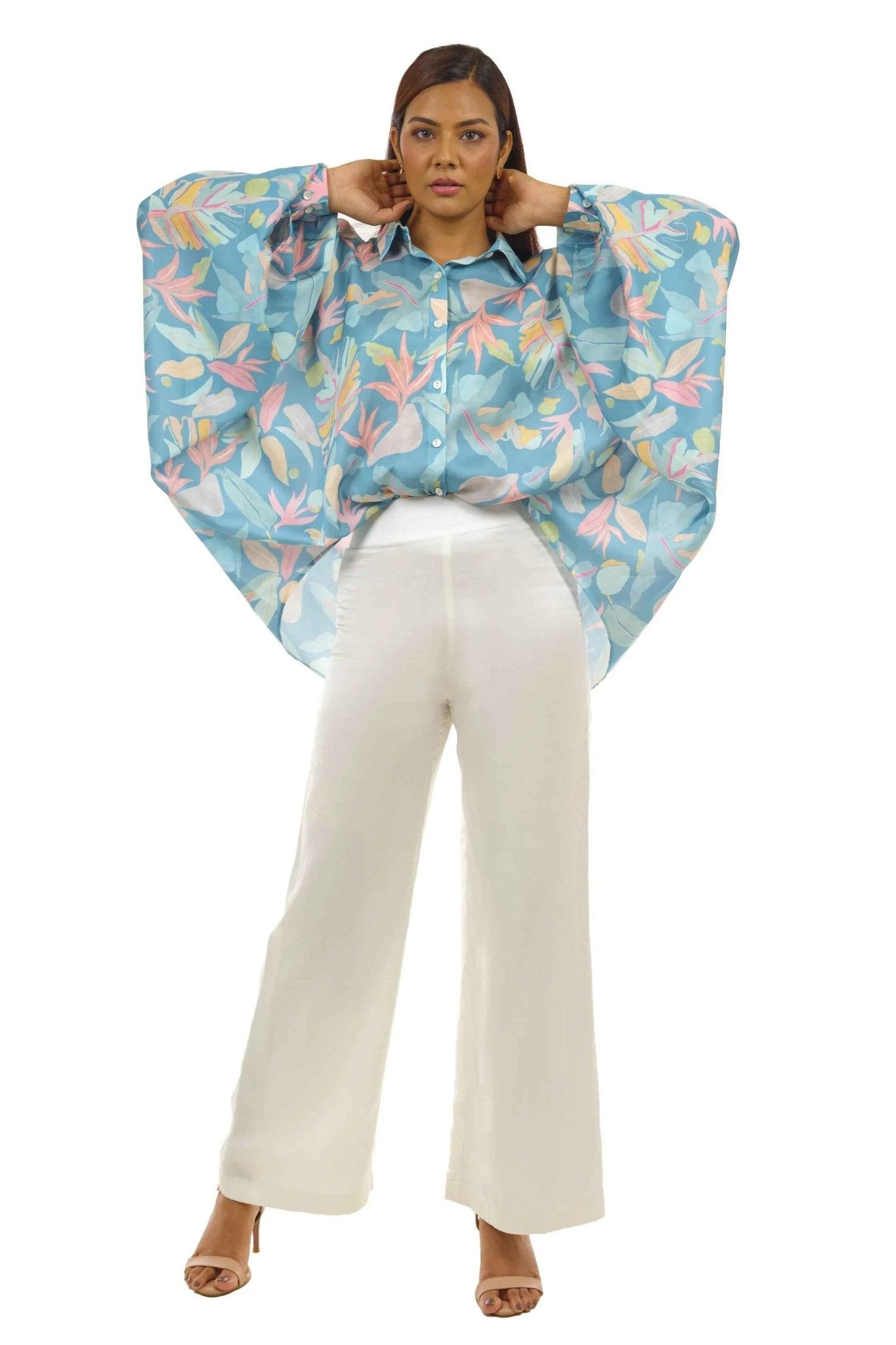 Turquiose Eagle Shirt and White Pants