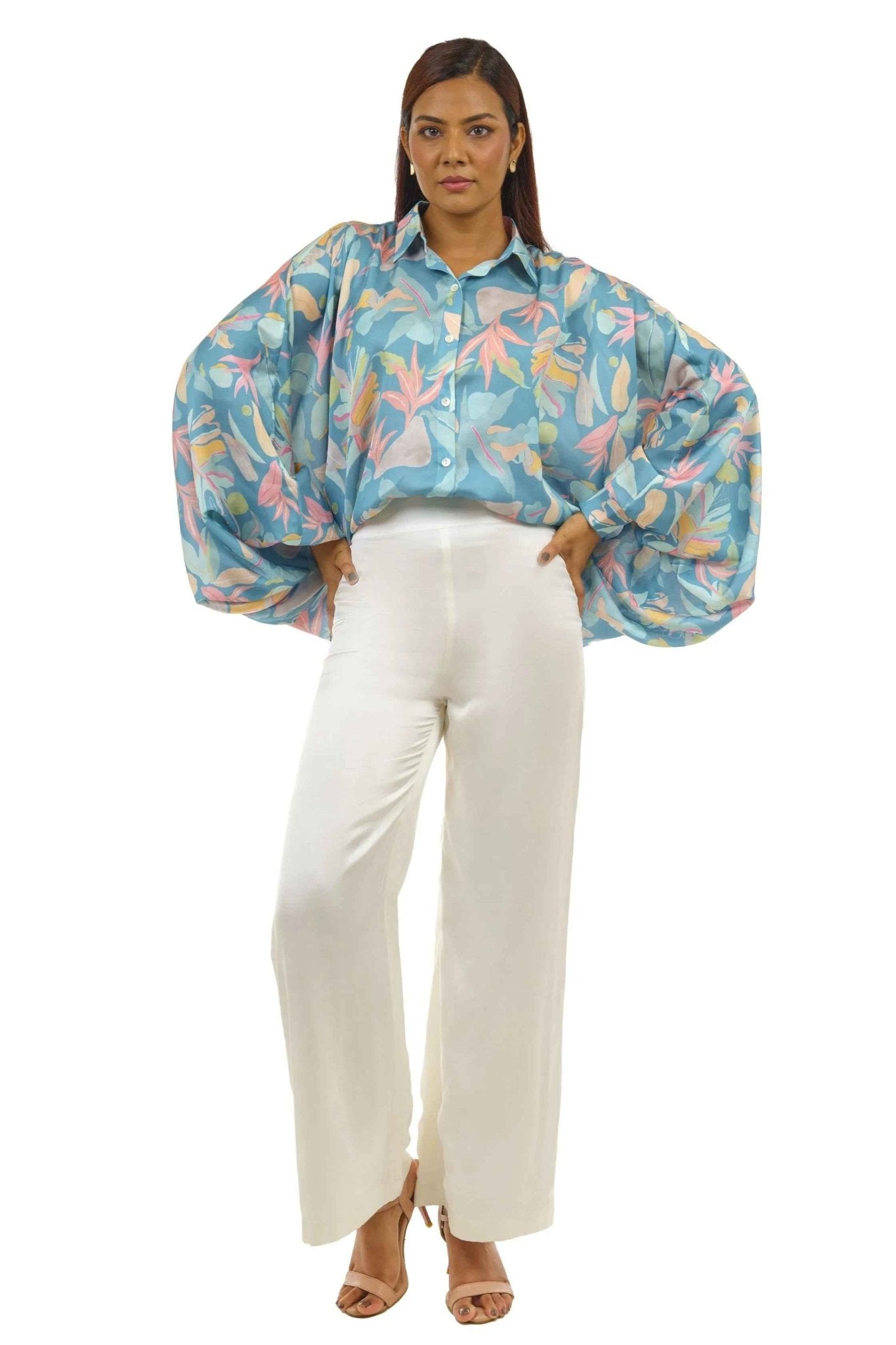 Turquiose Eagle Shirt and White Pants