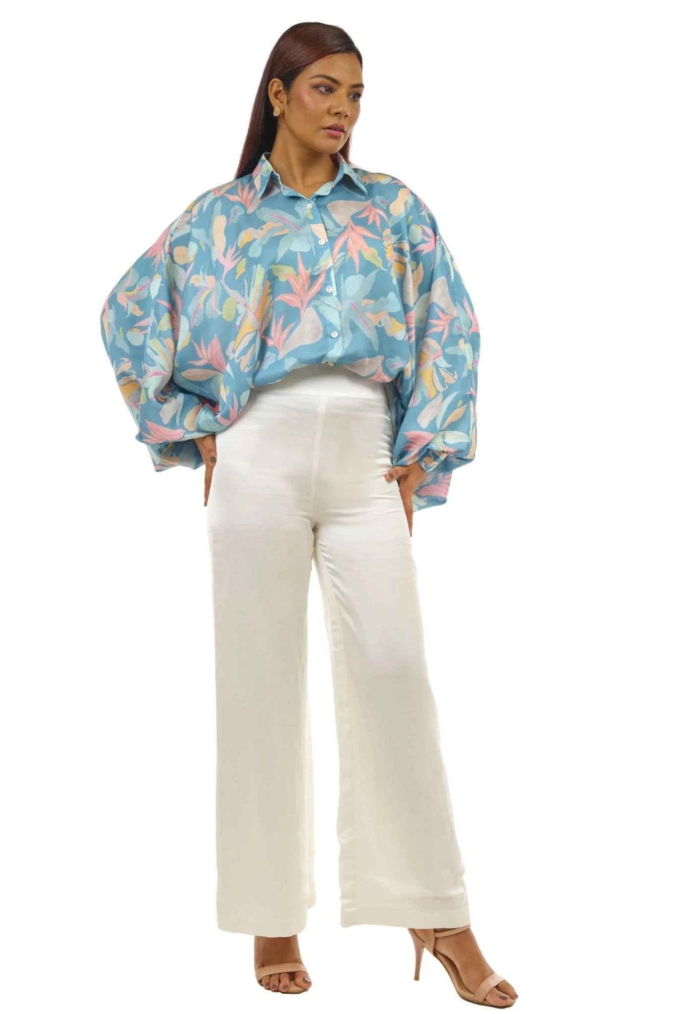 Turquiose Eagle Shirt and White Pants