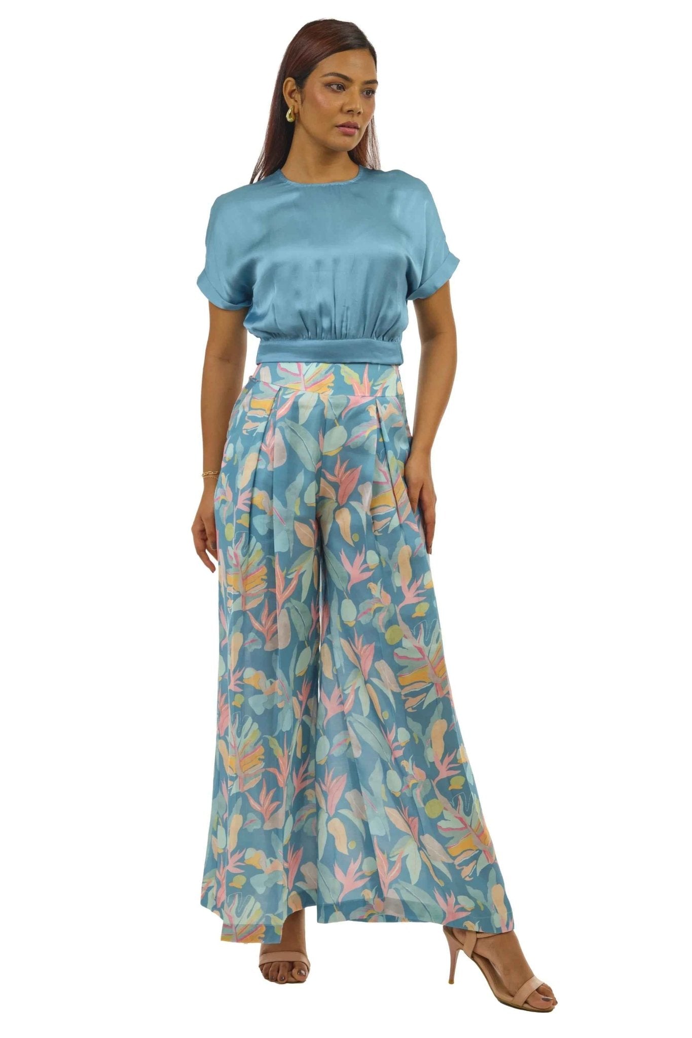 Turquoise Palazzo & Crop Top Set – Summer Co - ord Outfit