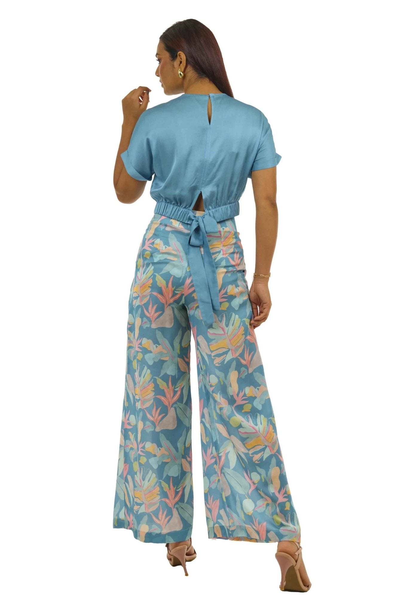 Turquoise Palazzo & Crop Top Set – Summer Co - ord Outfit
