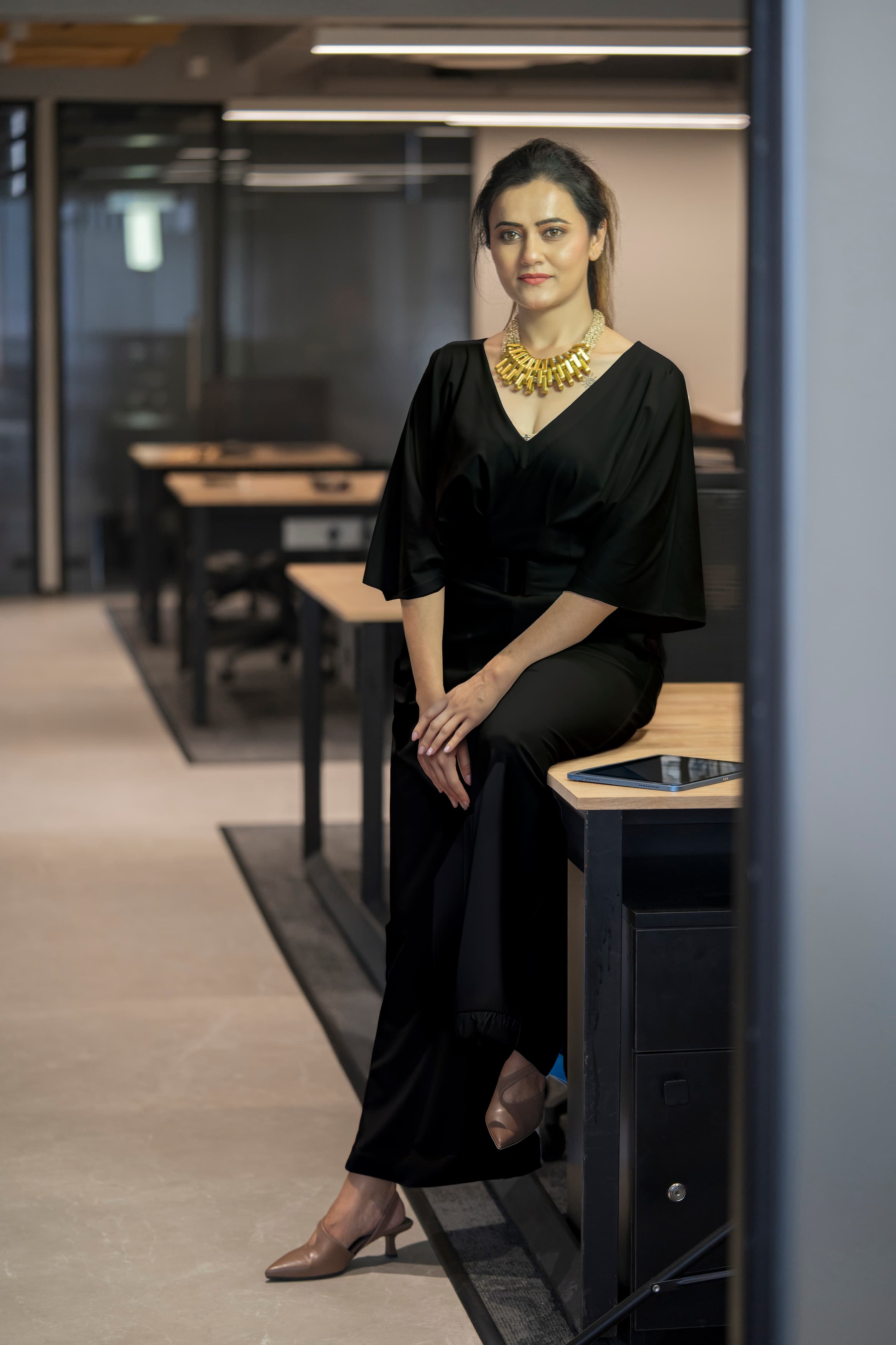 v-neck jumpsuit with sleeves
