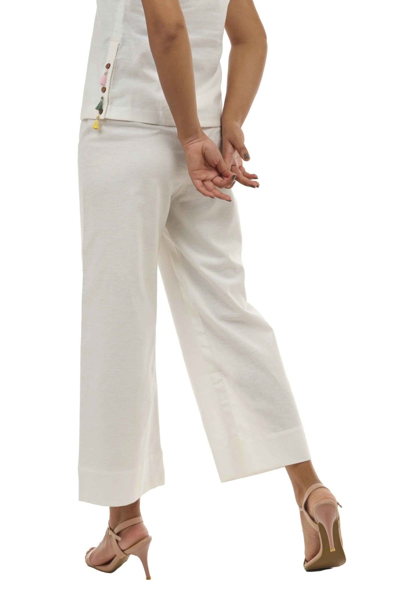 White Linen Flared Pants