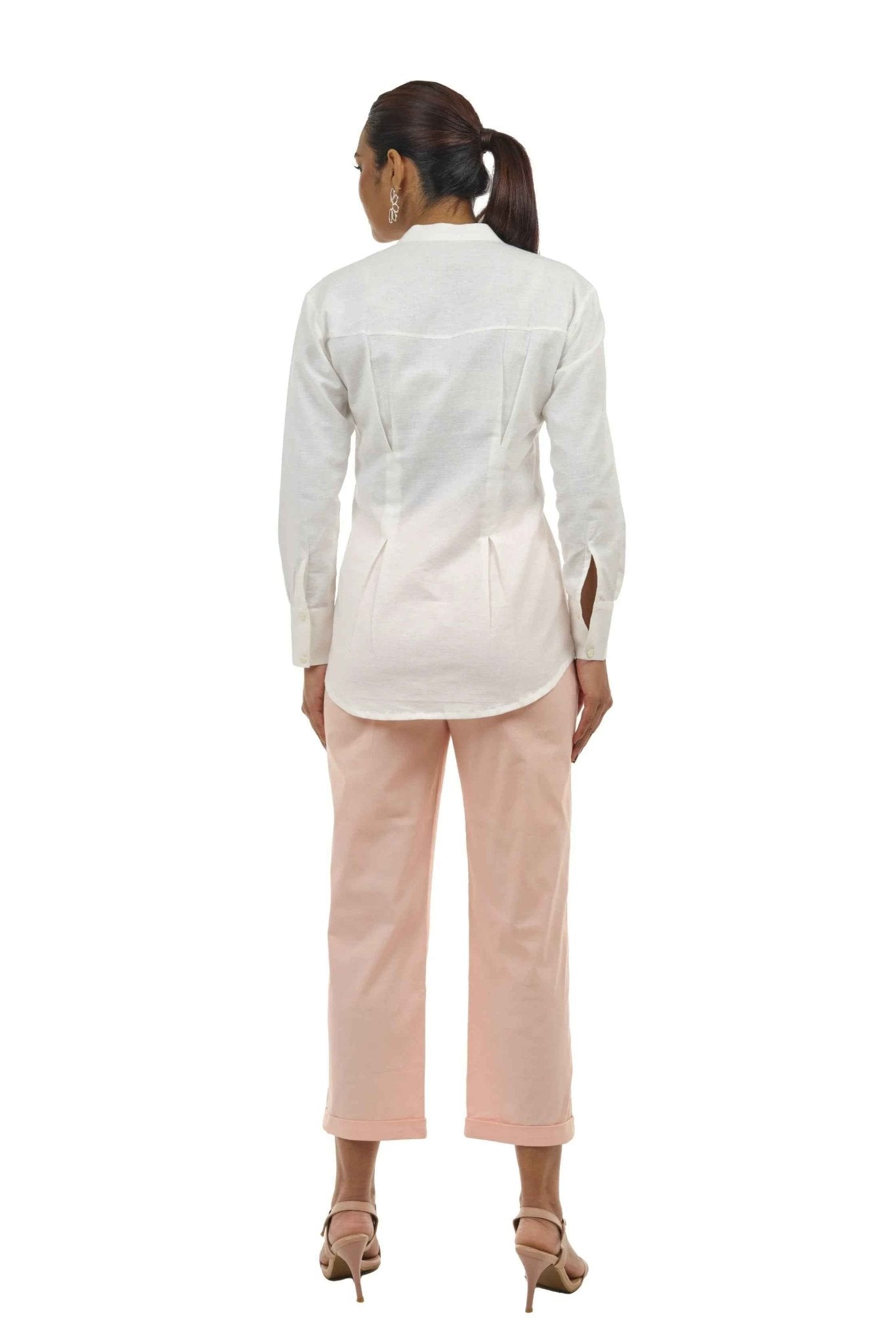 White Shirt & Peach Pants Co - ord Set – Office Chic Look