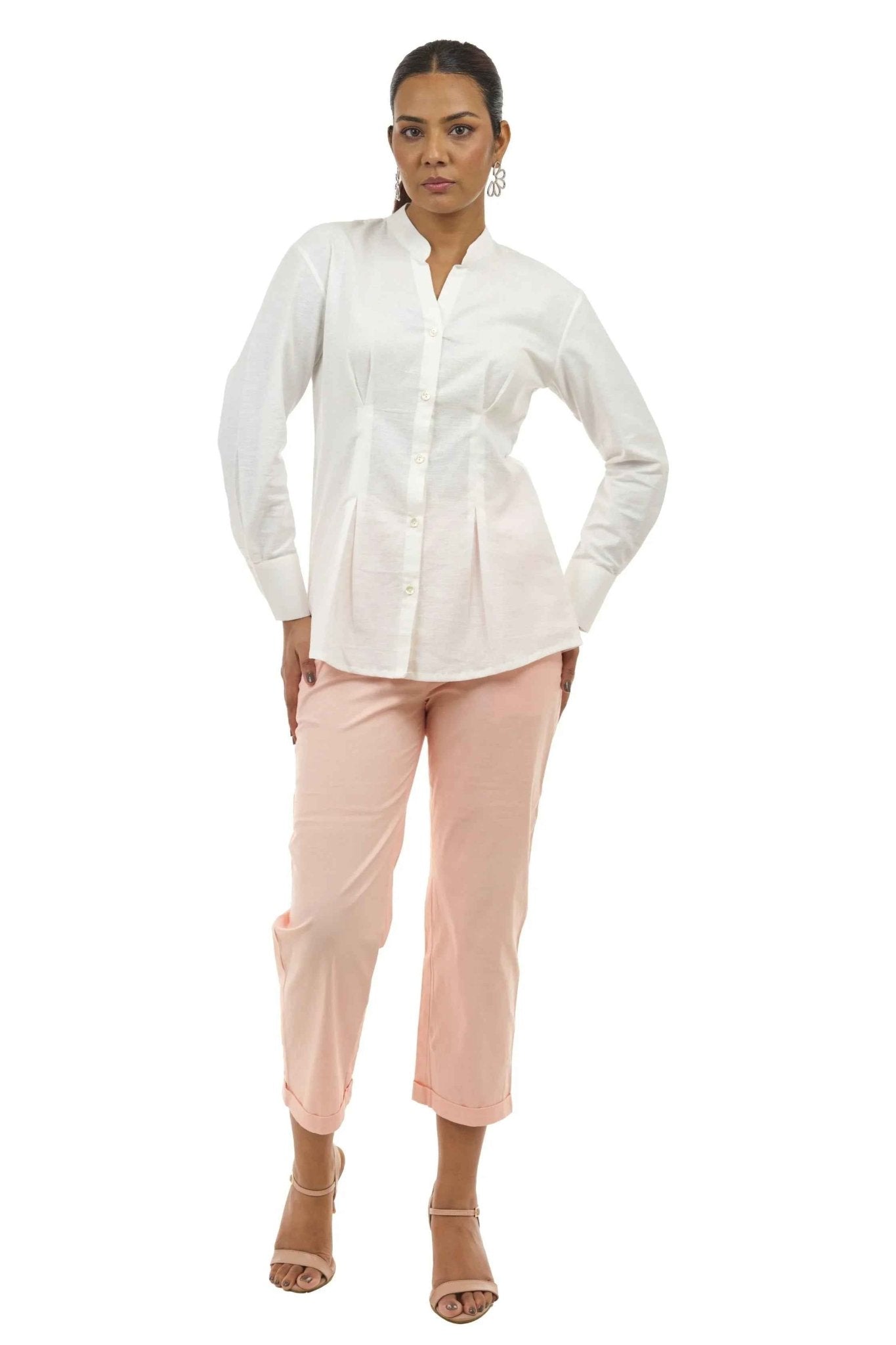 White Shirt & Peach Pants Co - ord Set – Office Chic Look