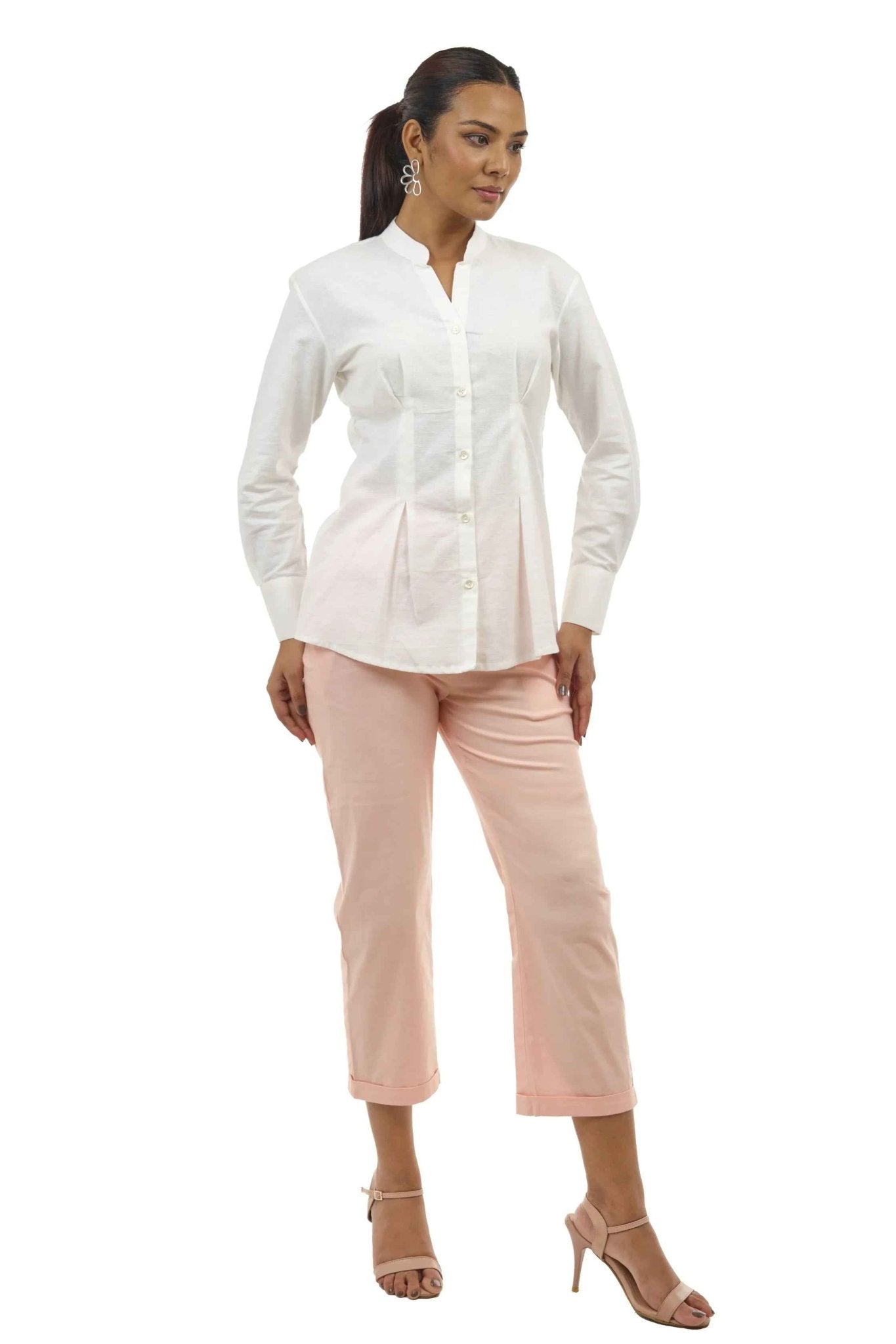 White Shirt & Peach Pants Co - ord Set – Office Chic Look
