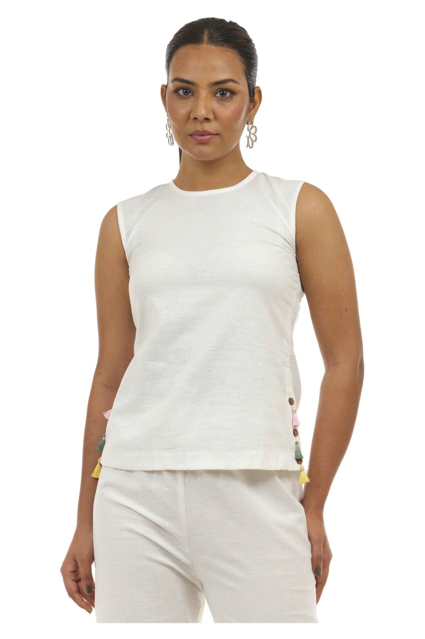 Women’s White Linen Crop Top – Lightweight Summer Linen