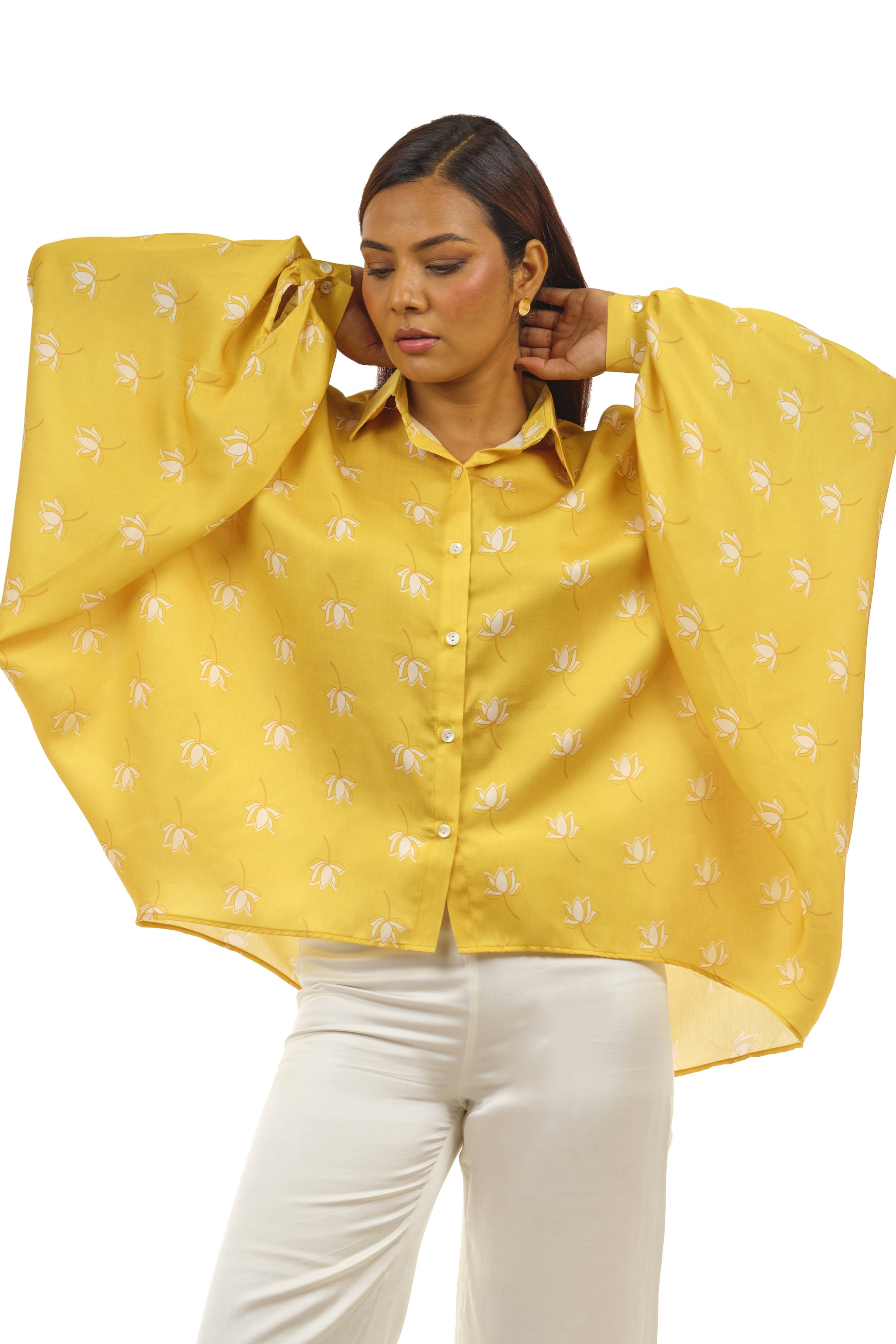yellow loose shirts for women